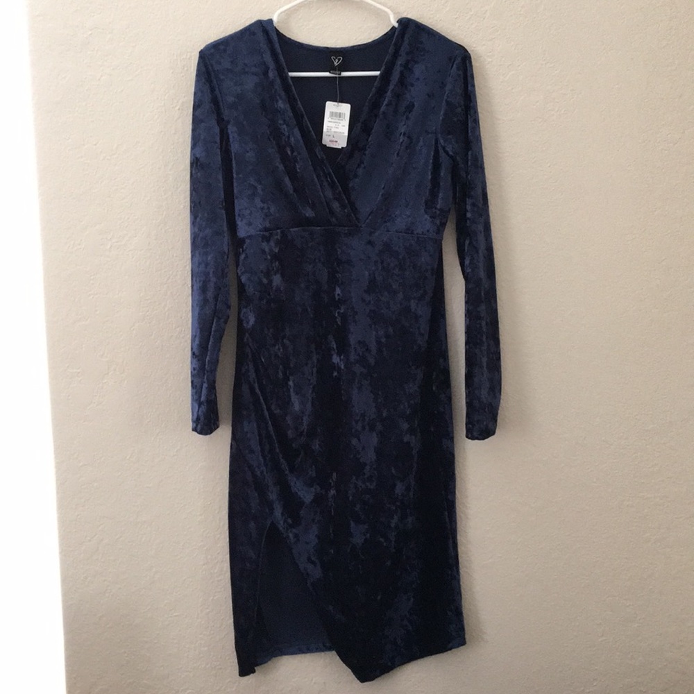 Blue velvet dress